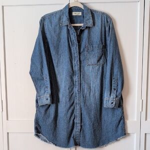 Madewell Blue Denim Casual Longline Shirt Size Medium